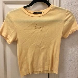 Brandy Melville Helen Honey Embroidery Crop Top